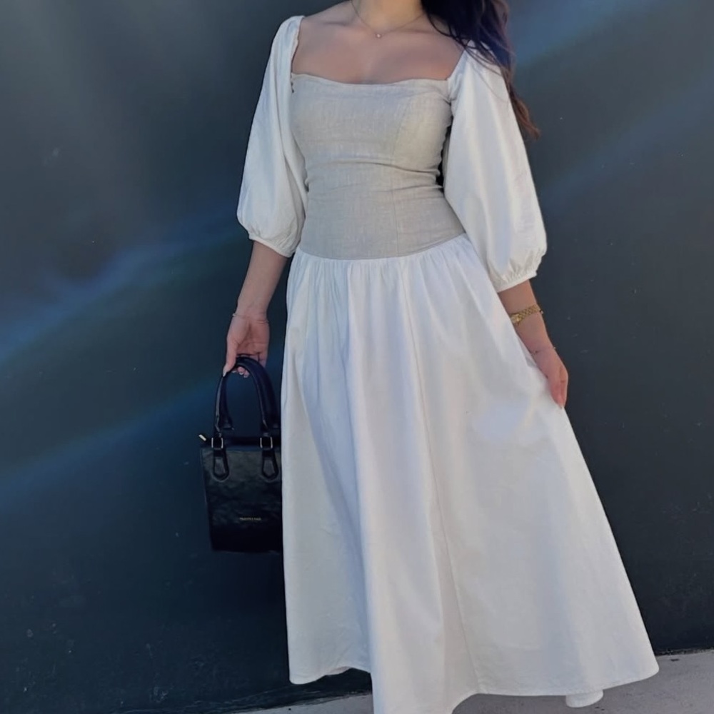 Reformation White Long Sleeve Dress
